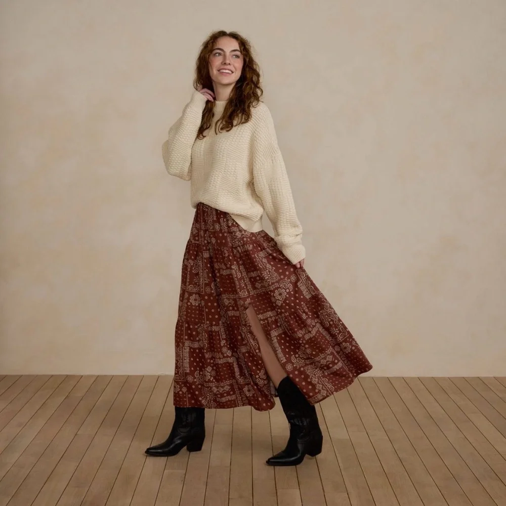 Rylee + Cru Bandana Print Maxi Skirt - Picture 2 of 5